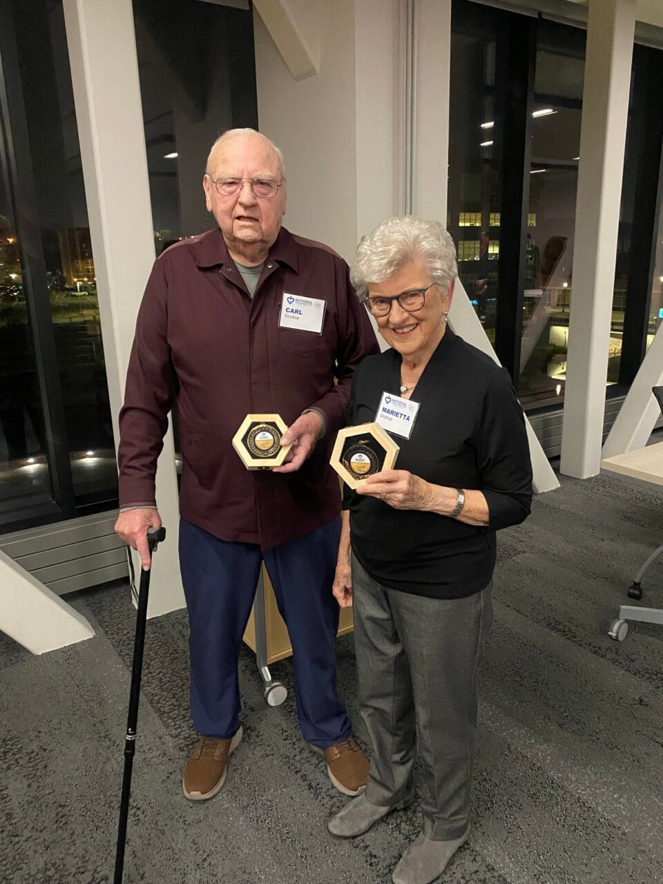 Carl and Marietta Soukup with awards